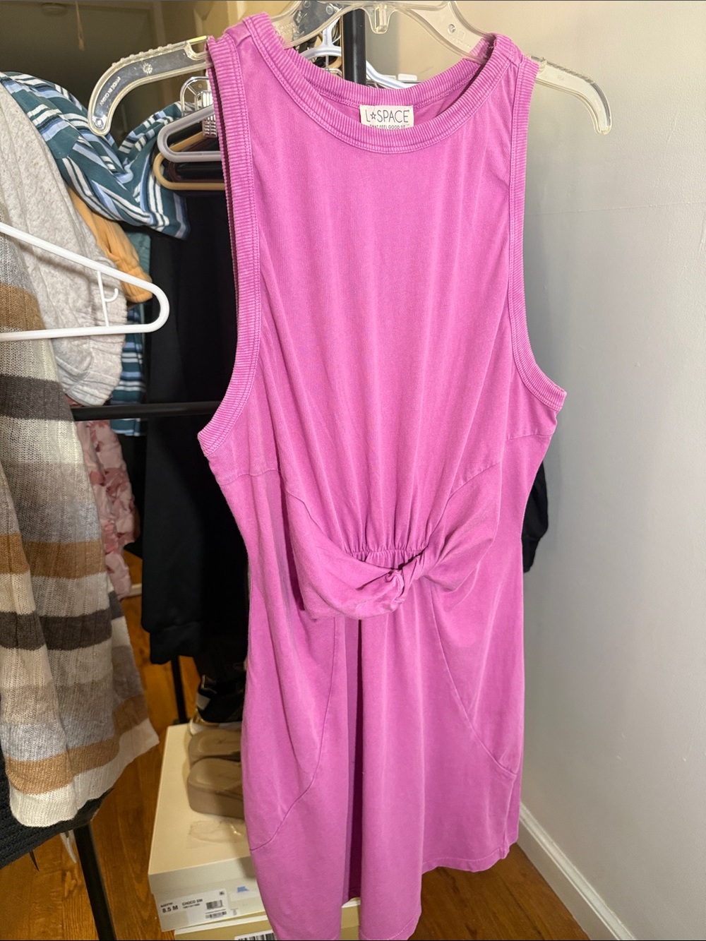 l*space Vibrant Pink Knot-Back Tank Dress
